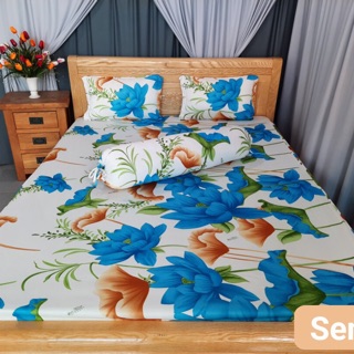 Bộ drap thun❤️FREESHIP❤️Ga thun lạnh Hàn Quốc - hoa sen ( 1 ga,3 vỏ gối)