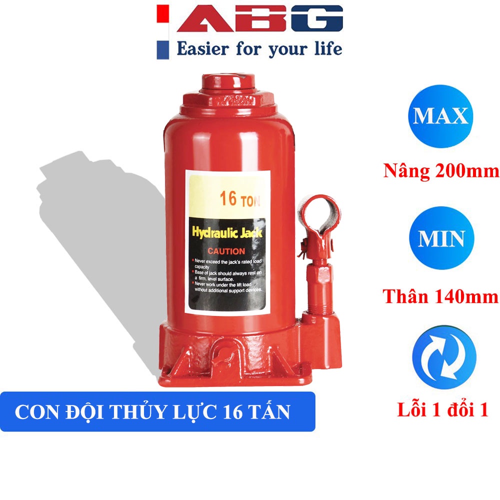 Kích Thủy Lực, Con Đội Thủy Lực ABG Loại 16 Tấn - Chuyên Dùng Để Kích Ô Tô, Nâng Vật Có Tải Trọng Lớn