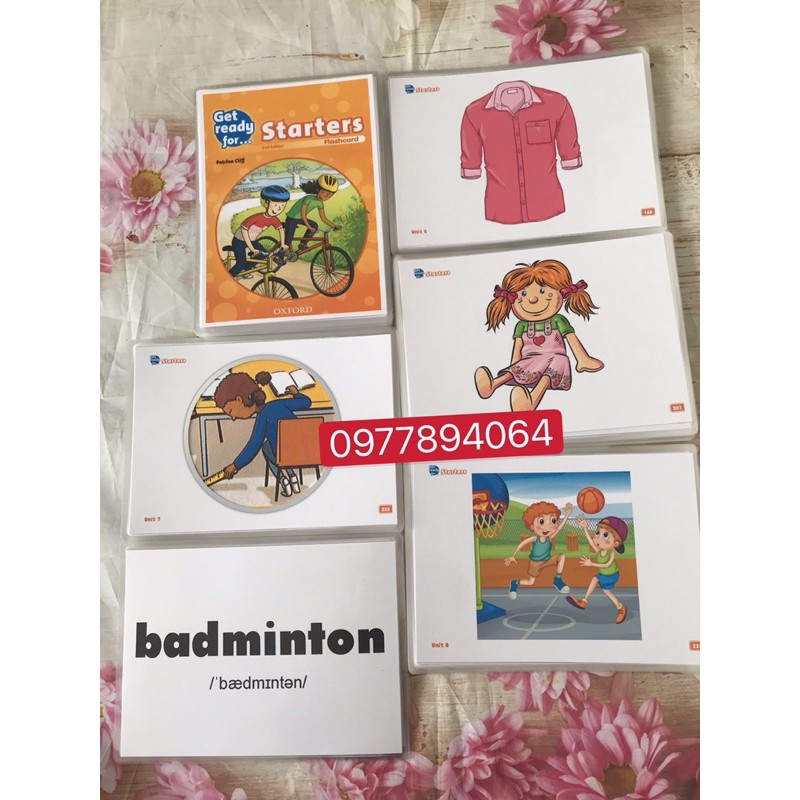 Flashcard GET READY FOR STARTER - MOVER  -FLYER  ép plastics bền đẹp -339 thẻ thiết kế 2 mặt ép plastics bền đẹp