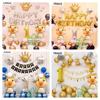 Set bóng trang trí sinh nhật bé tửu sửu ( trâu vàng)