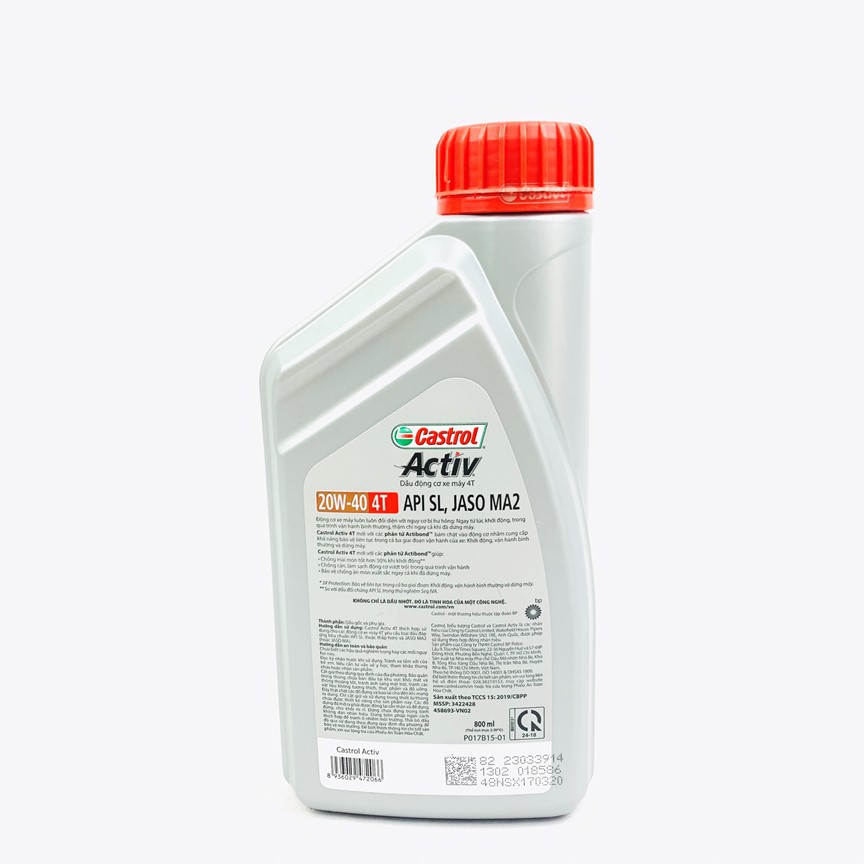 Dầu Nhớt CASTROL ACTIV 4T 20W-40 4T (800ml) cho xe Số Greennetworks