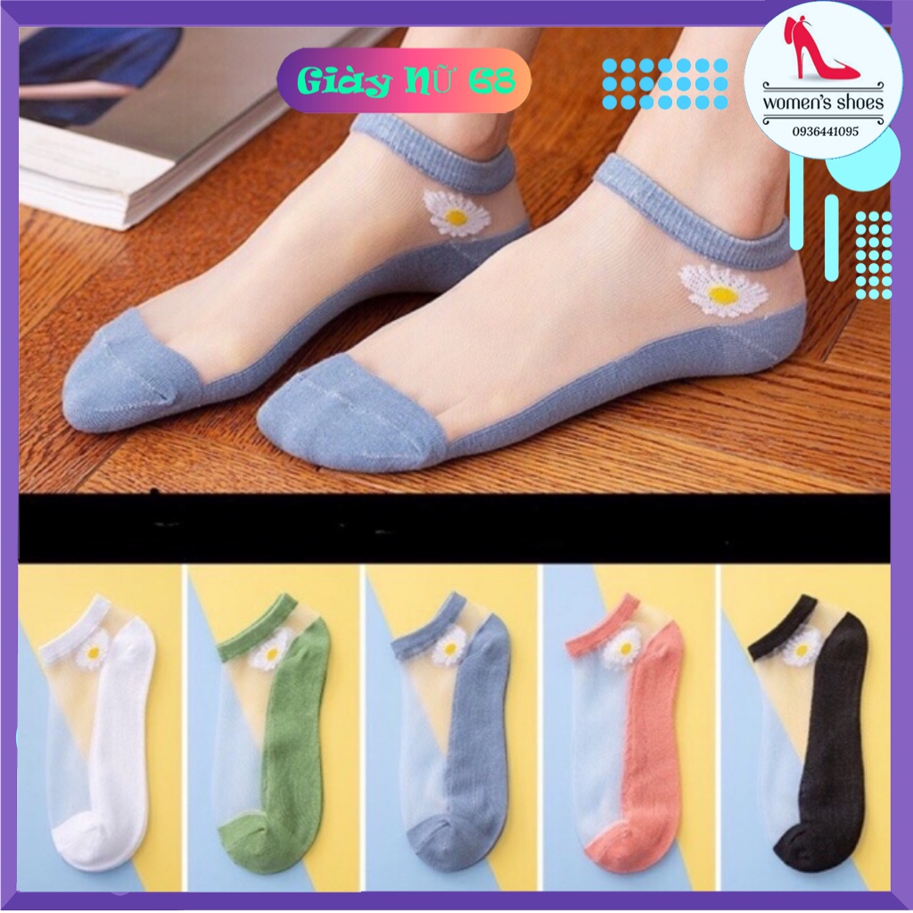 Sét 10 Đôi Tất Ren Lụa Hoa Cúc Cao Cấp Hót Hót