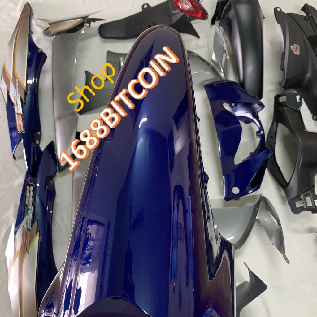 Dàn áo xe wave S100 XANH TÍM-wave rs -wave A -Full áo xe phù hợp đời 2006 đến 2017 -máy 100 và 50cc,mủ trắng ABS