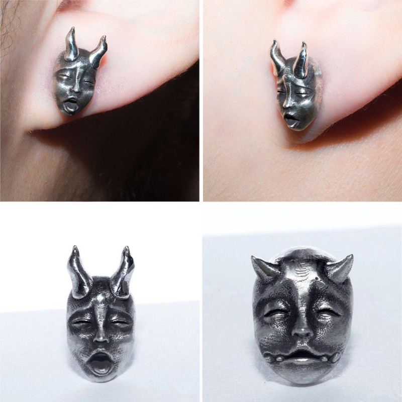 Khuyên tai hình mặt tiểu quỷ phong cách Gothic cá tính độc đáo