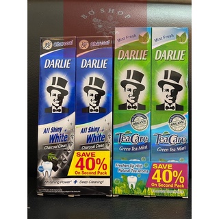 COMBO 2 Tuýt Kem Đánh Răng Ông Tây Đen Darlie Tea Care 160g & Charcoal Clean 140g.
