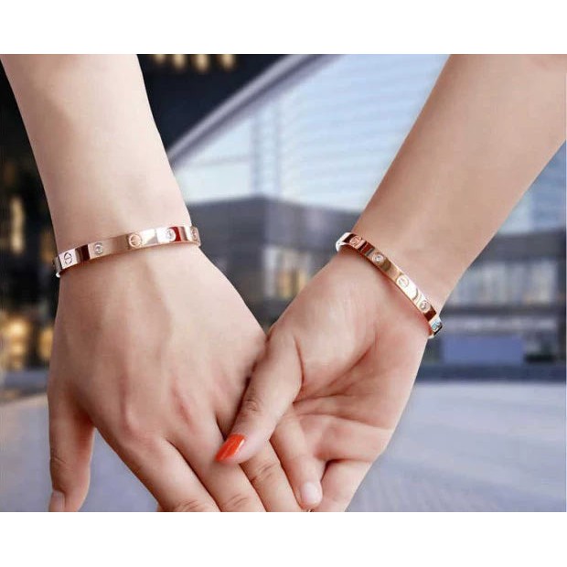Vòng Tay Thép Titan Cặp Đôi Vòng Tay Phiên Bản Hàn Quốc Tua Vít Thép Titan Vòng Tay Phong Cách Cổ Điển 18K Hoa Hồng Vàng Tay Trang Sức Trao Đổi Quà Tặng Sinh Nhật