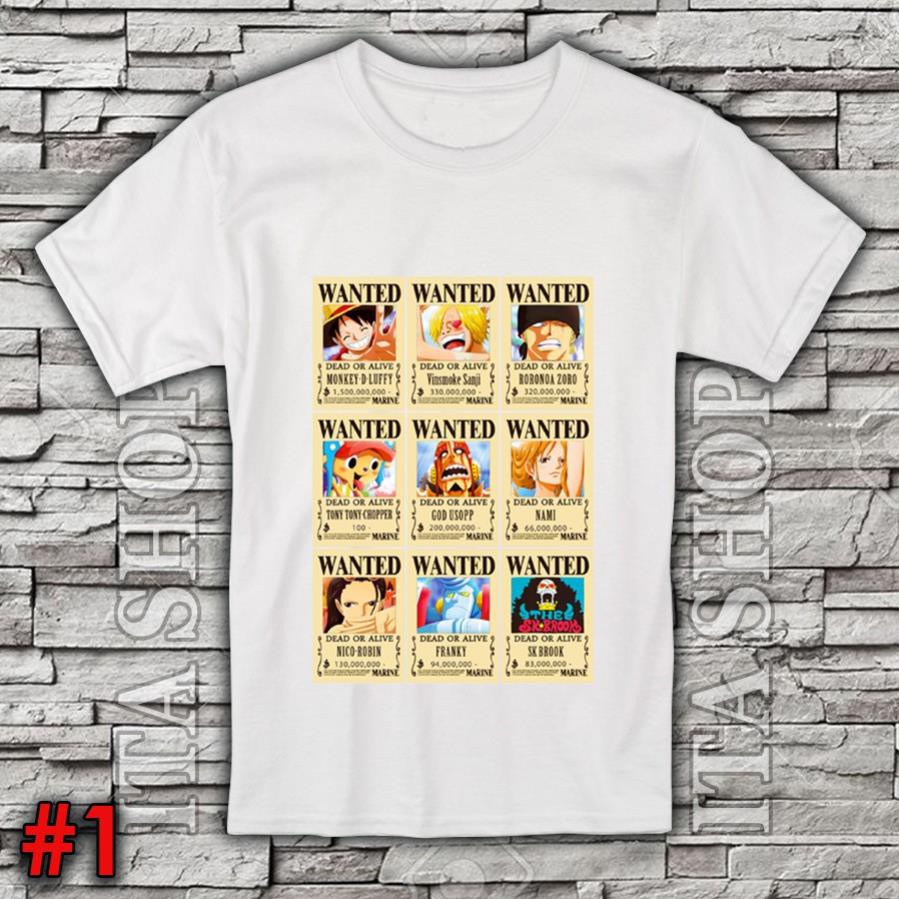 🔥SALE SỐC🔥 Áo Thun One Piece Wanted Băng Mũ Rơm - Áo Thun Anime