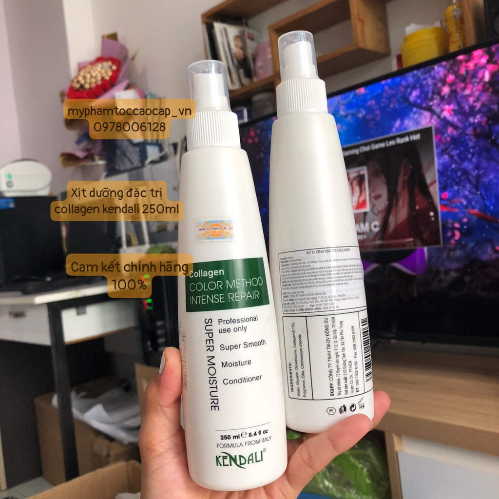 ✅ Xịt dưỡng tóc phục hồi tóc hư tổn collagen Kendali 250ml