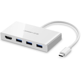 15cm màu trắng bộ chuyển đổi type c sang 3 usb 3.0 + hdmi bọc nhựa abs mm132 ugreen 40374