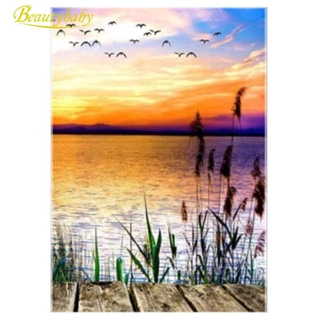 Khung Tranh Đính Đá Tự Làm Hình Phong Cảnh Hoàng Hôn