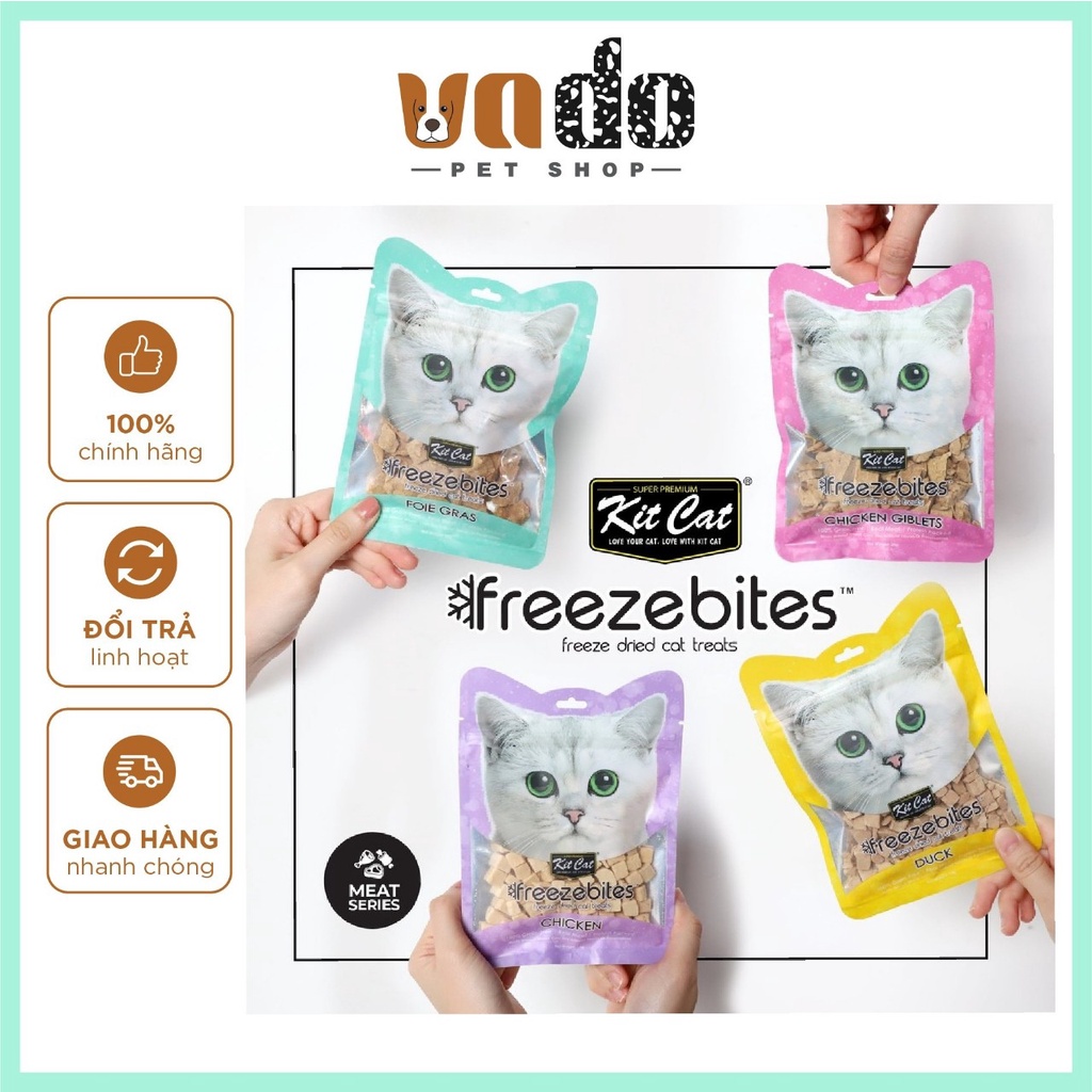 Thịt sấy cho mèo Kit cat freeze bites 15g, thức ăn snack kitcat cho mèo