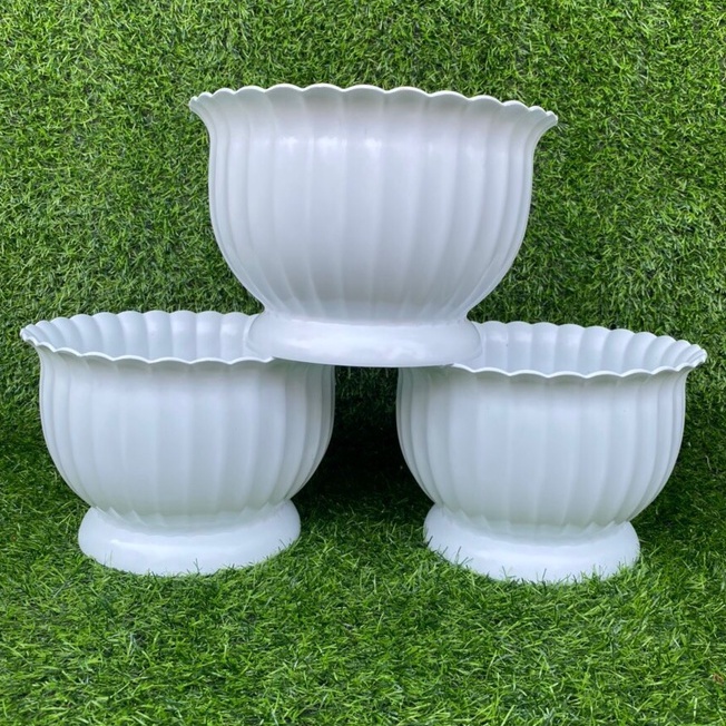 (23x16cm) Chậu nhựa khía bầu chân cao để bàn siêu đẹp_Chậu nhựa cứng cao cấp loại đẹp size 3