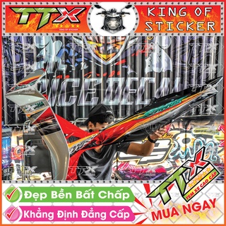 Tem Xe Sirius Đỏ Đen Xám Bạc Cuộn Lốc Xoáy - Tem Sirius Đen Đỏ Siêu Đẹp - Mẫu Team Sirius Đỏ Đen Xám Bạc (s026-A1)