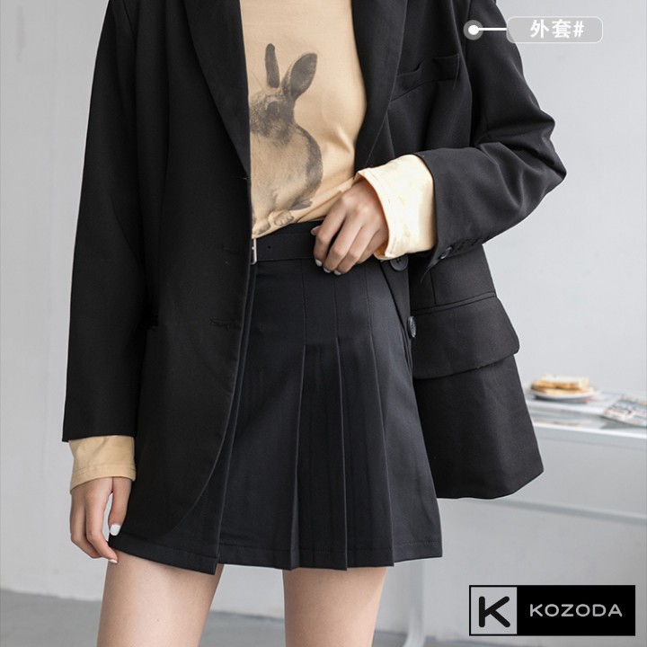 Chân váy xếp ly ngắn chữ a nữ ulzzang đen trắng cạp lưng cao vintage đẹp hàn quốc có quần trong kèm đai Kozoda Cv21 | BigBuy360 - bigbuy360.vn