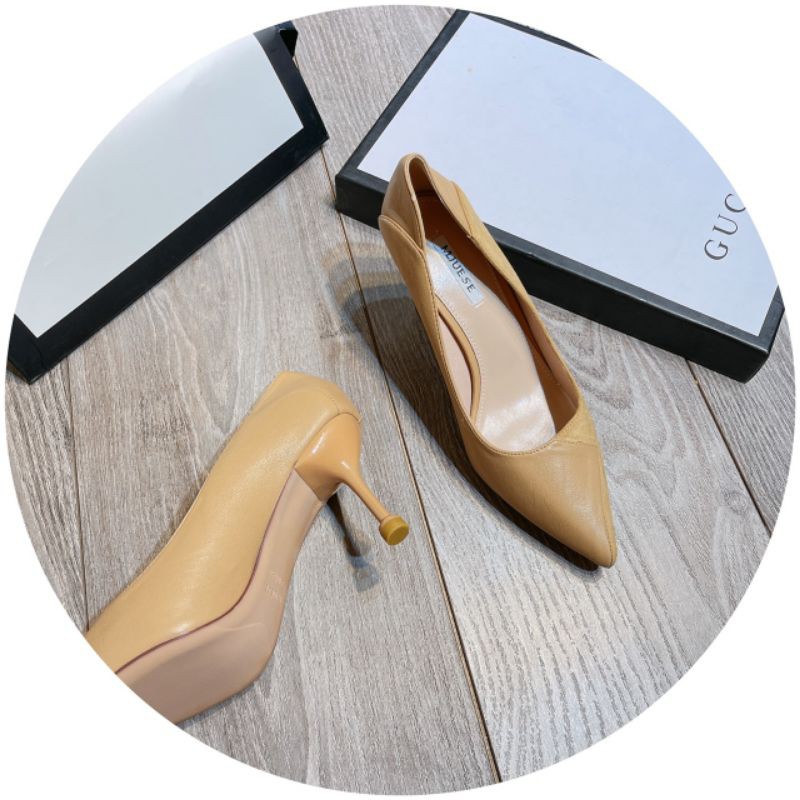 X(ẢNH THẬT) Giày Cao Gót 7p Da Lộn Pha Da Mềm Êm Fullbox Cao Cấp