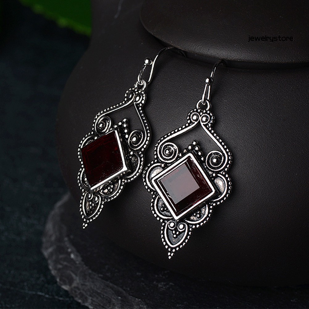 1 Bông Tai Đá Ruby Nhân Tạo Phong Cách Vintage Cho Nữ