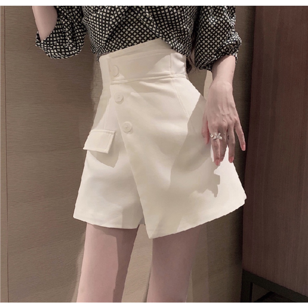 Quần Short Nữ Giả Váy Cạp Cao 3 Khuy Fullsize chất tuyết mưa CV434 SUTANO
