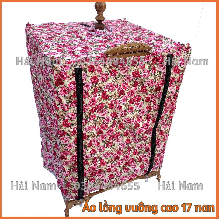 Áo lồng chào mào, loại vải hoa đẹp - Áo lồng vuông cao 17 nan ( màu hoa đỏ )