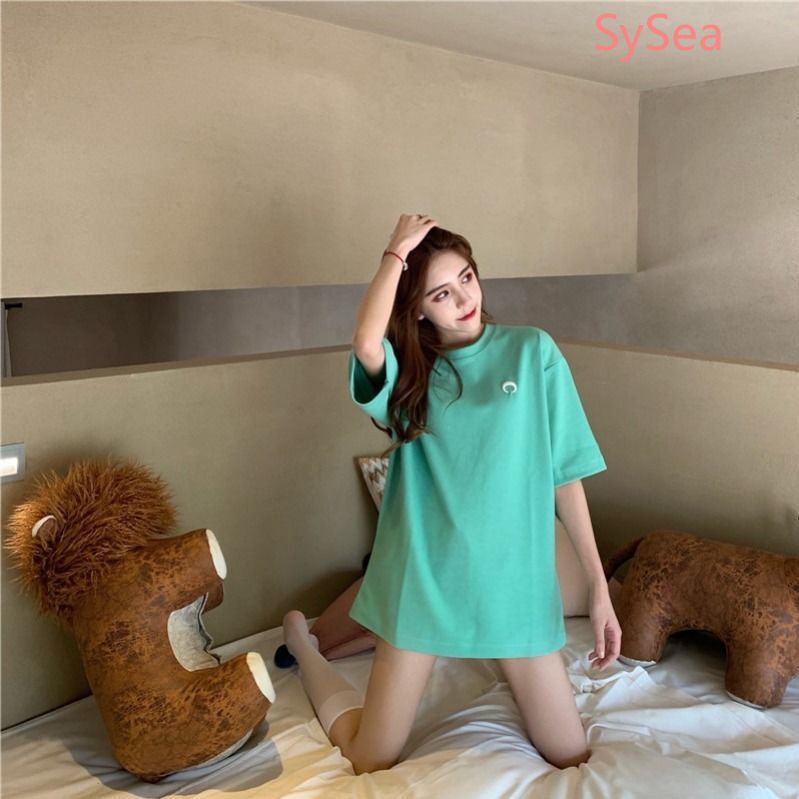 Áo Thun Thêu Hình Mặt Trăng Phong Cách Hàn Quốc Thời Trang Mùa Hè Dành Cho Nữ