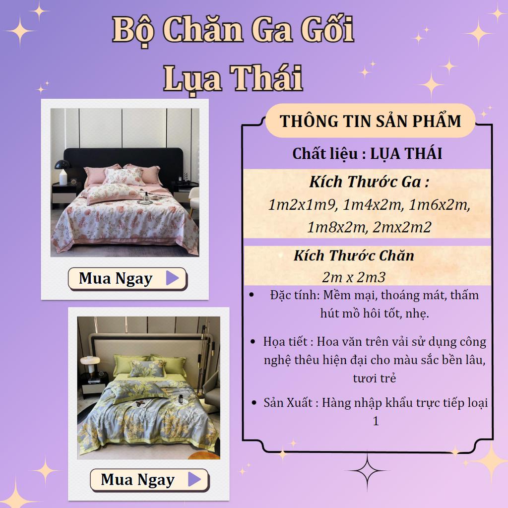 Bộ Chăn Ga Gối Lụa Thái 6D 4 Món Chăn Trần Bông Nhập Khẩu Hàng Loại 1 An Như Bedding