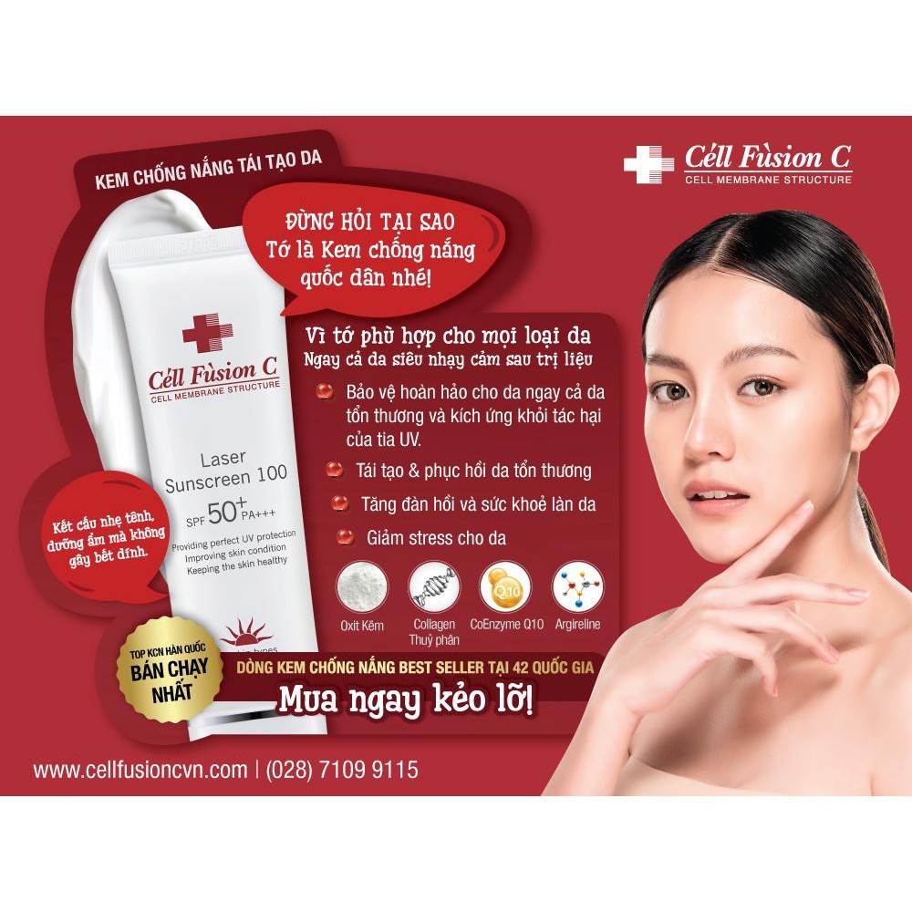 Kem Chống Nắng Cell Fusion C Laser Sunscreen 100 SPF50+/PA+++ 35ml Mẫu Cũ HSD: 20/08/22