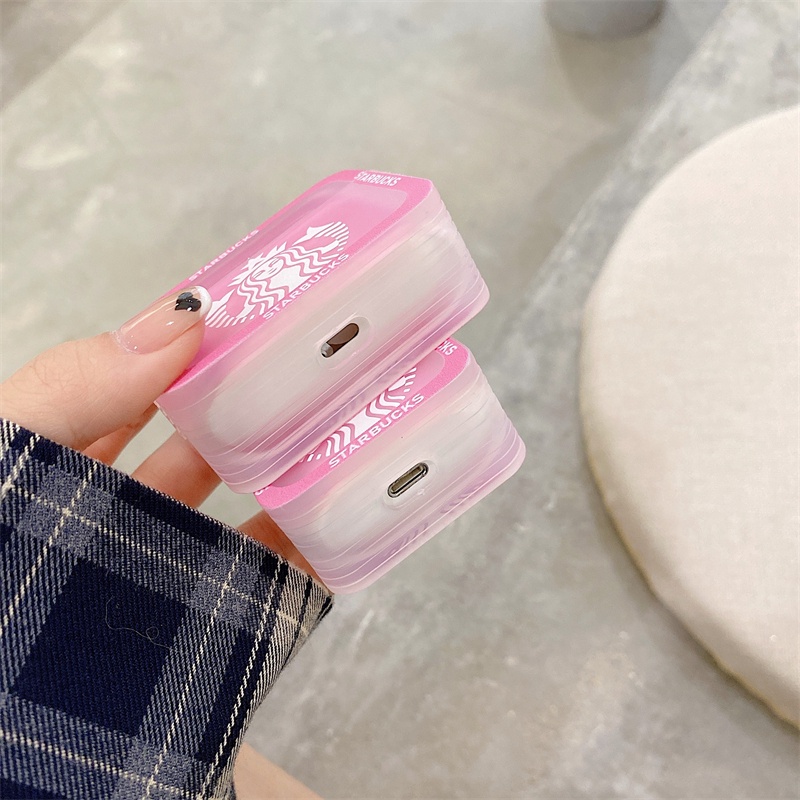 Vỏ Bảo Vệ Hộp Sạc Tai Nghe AirPods Pro 1 2 3 Màu Hồng Hình Ly Cà Phê + Trang Trí Ốp
