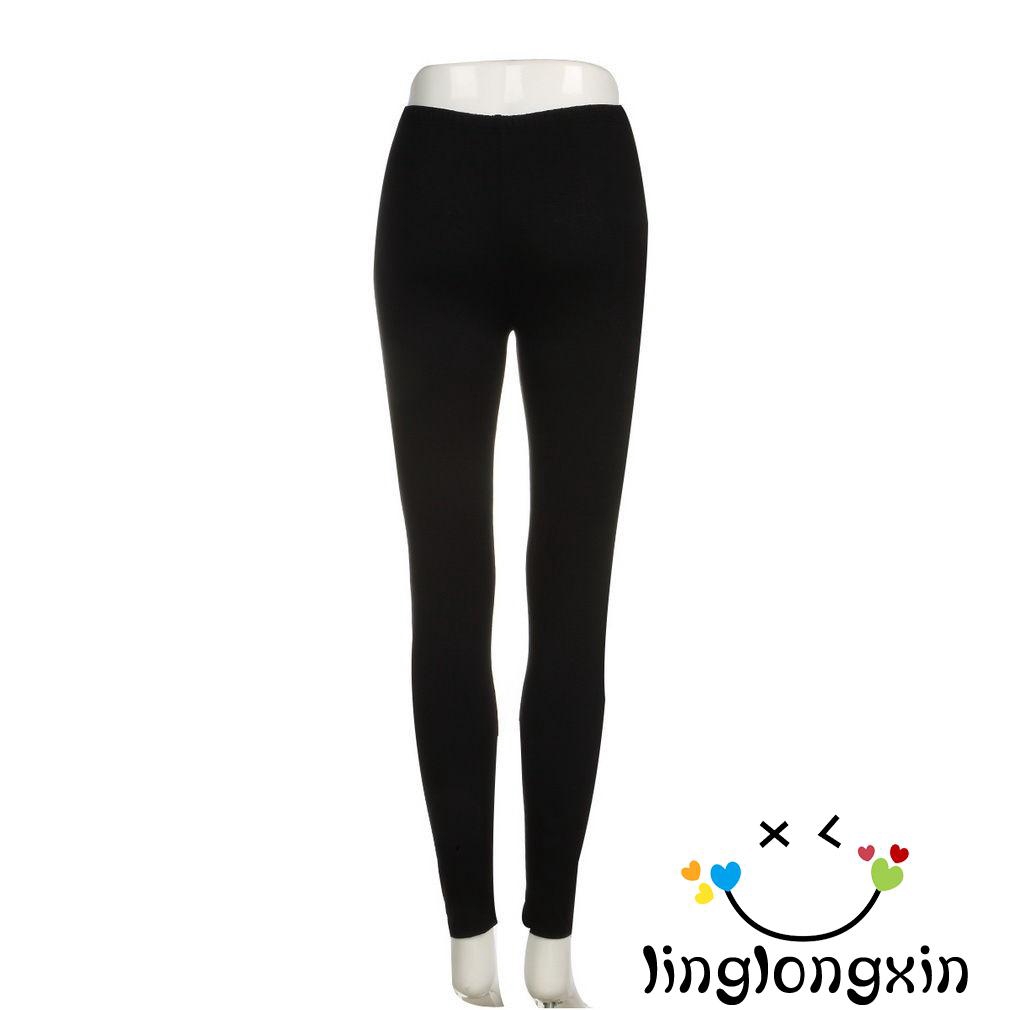 Quần legging dài lưng cao dáng ôm thiết kế rách lỗ thời trang cho nữ