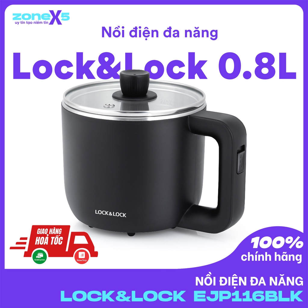 Nồi Điện Đa Năng Lock&amp;Lock EJP116BLK (0.8 Lít) - Hàng Chính Hãng