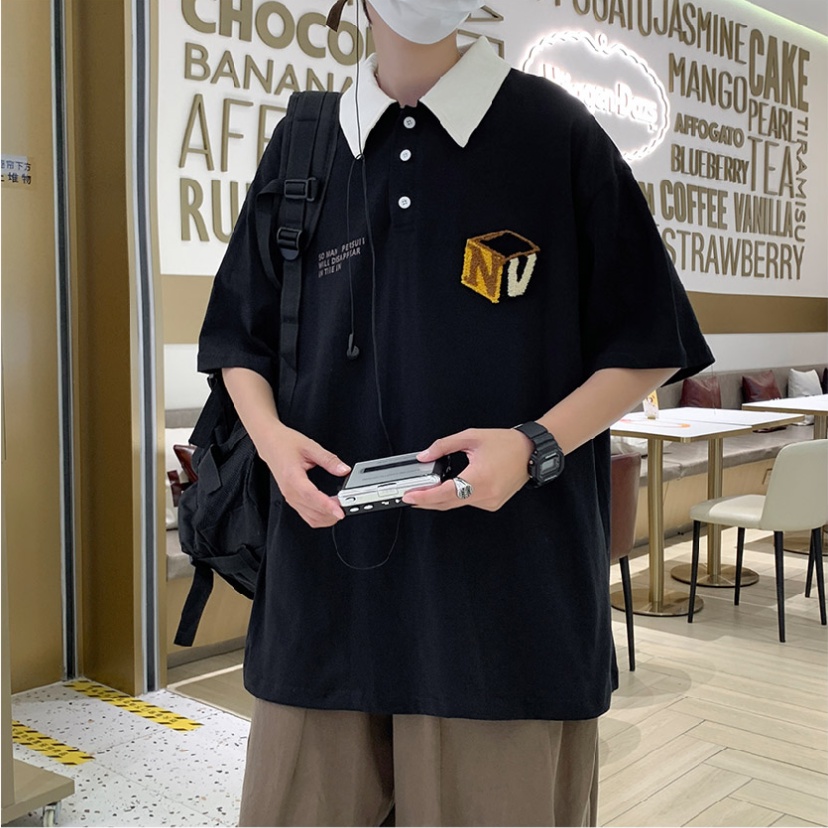 áo polo unisex thời trang áo thun nam có cổ bông tiếng Nhật áo phông nam from rộng  áo thun có cổ nữ phong cách Hàn Quốc áo thun thể thao nam