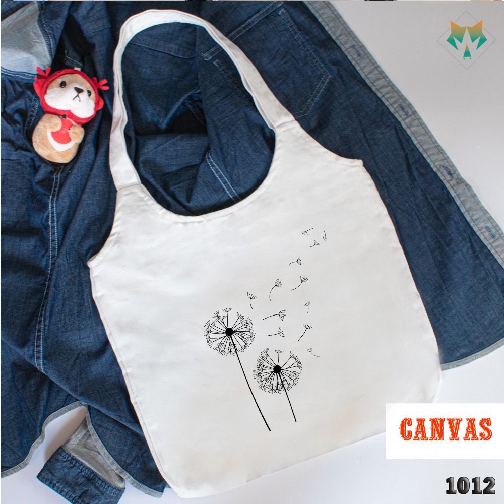 TÚI TOTE TRẮNG CHẤT VẢI CANVAS 1012 475 HOA BỒ CÔNG ANH DỄ THƯƠNG HÀNG CHUẨN ĐẸP