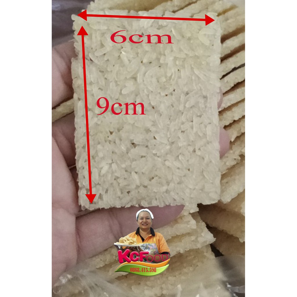 Cơm cháy khô chưa chiên Kim Chi  nở đều, giòn xốp, gạo nếp tươi ngon 100% miếng vuông 6x9cm