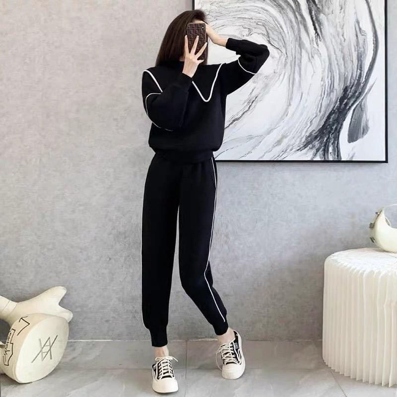 Bộ đồ nữ thu đông thể thao siêu đẹp màu đen chất umi phong cách Hàn