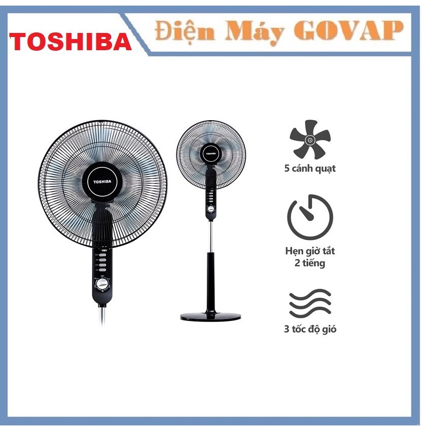 Quạt Đứng Toshiba F-LSA10VN - 5 Cánh - Hẹn Giờ Tắt - Góc Đảo Gió 85 Độ - Hàng Chính Hãng, Bảo Hành 12 Tháng
