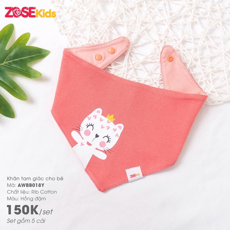 Khăn/ yếm tam giác cúc bấm cotton ZoseKids