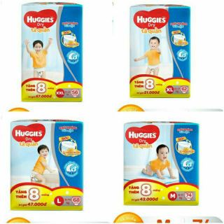 Bỉm quần Huggies M74/L68/XL62/XXL56/M74+8/L68+8 miếng mẫu đệm mây mới.