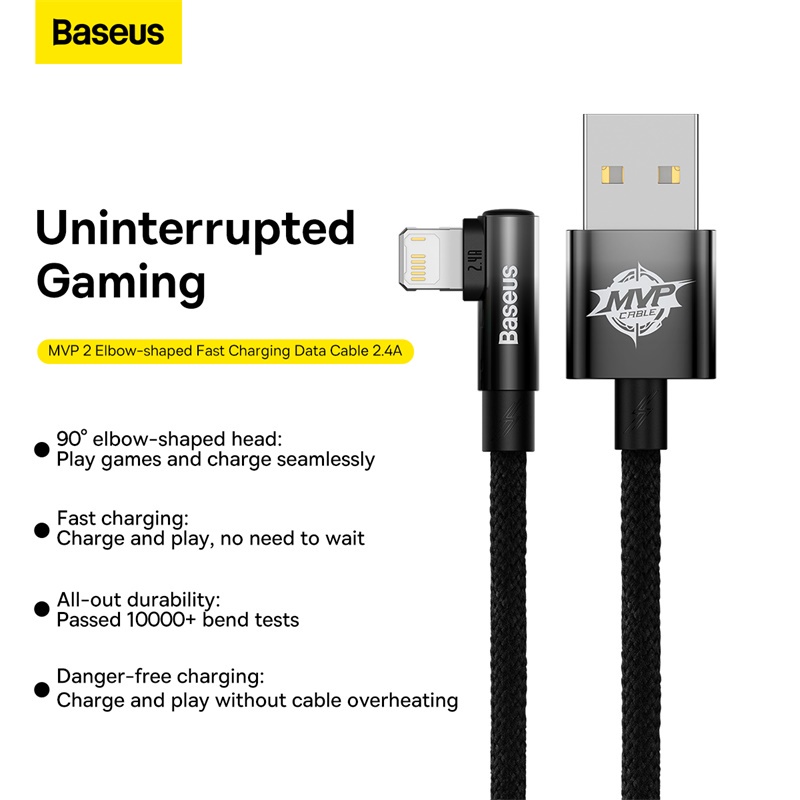 Cáp Sạc Nhanh 90 Độ Baseus MVP 2 Elbow-shaped Fast Charging Data Cable USB 2.4A