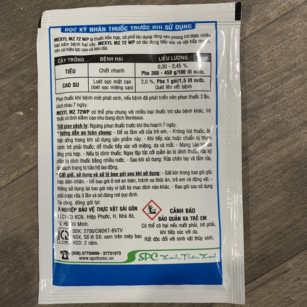 Dung dịch trừ nấm cây Mexyl MZ 72 WP 30gr