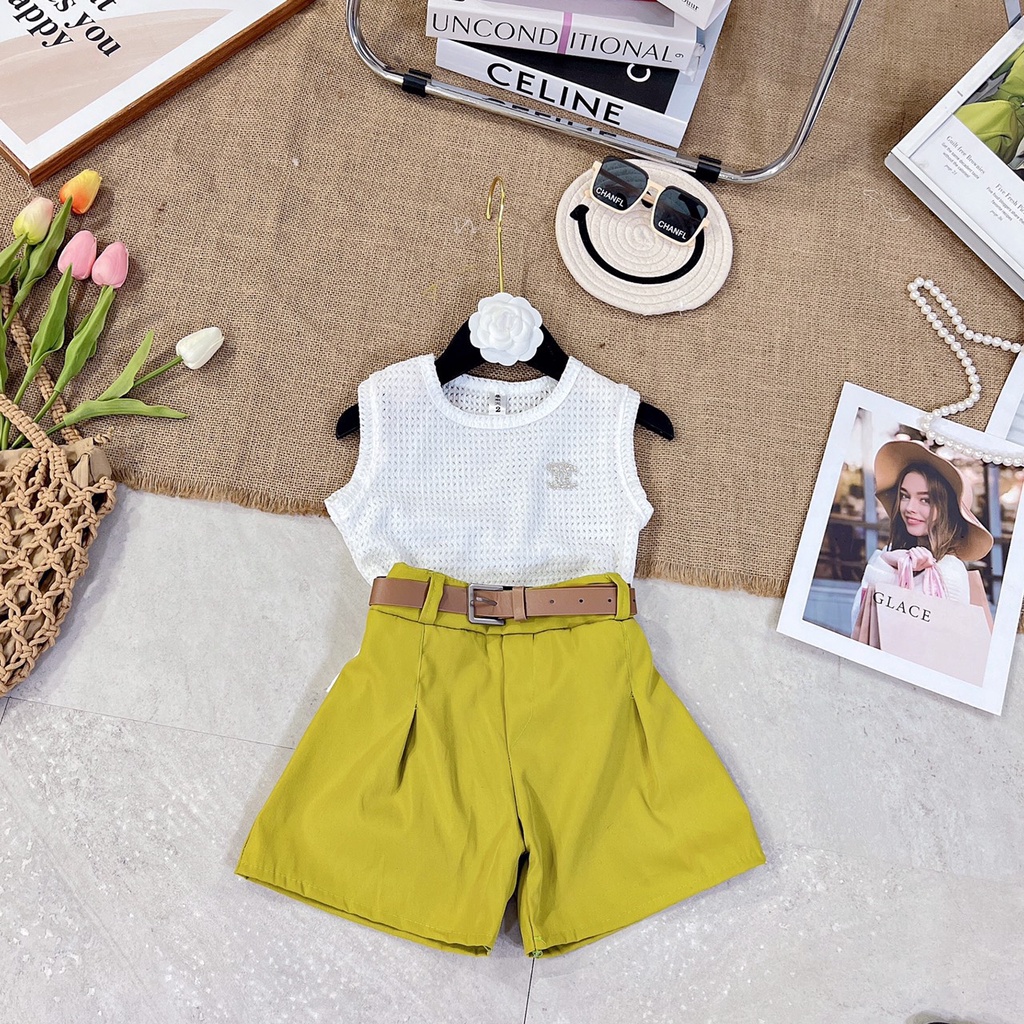 Set áo lưới x.kid kèm đai bé gái