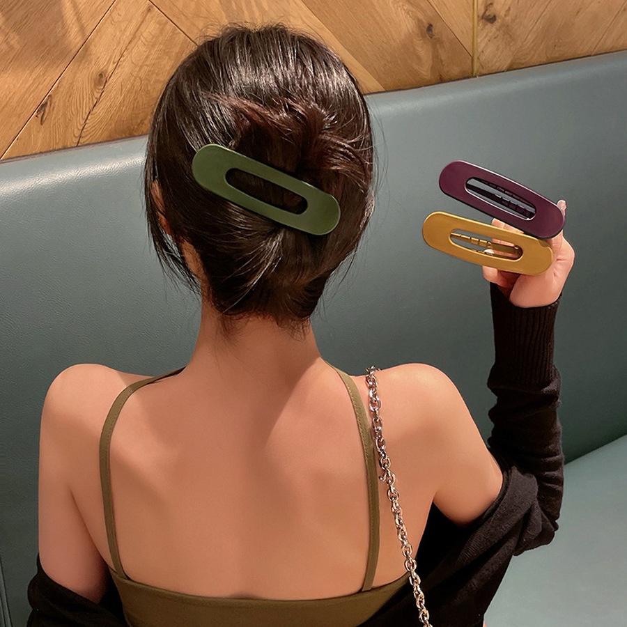 Kẹp tóc màu trơn đơn giản thời trang cho nữ