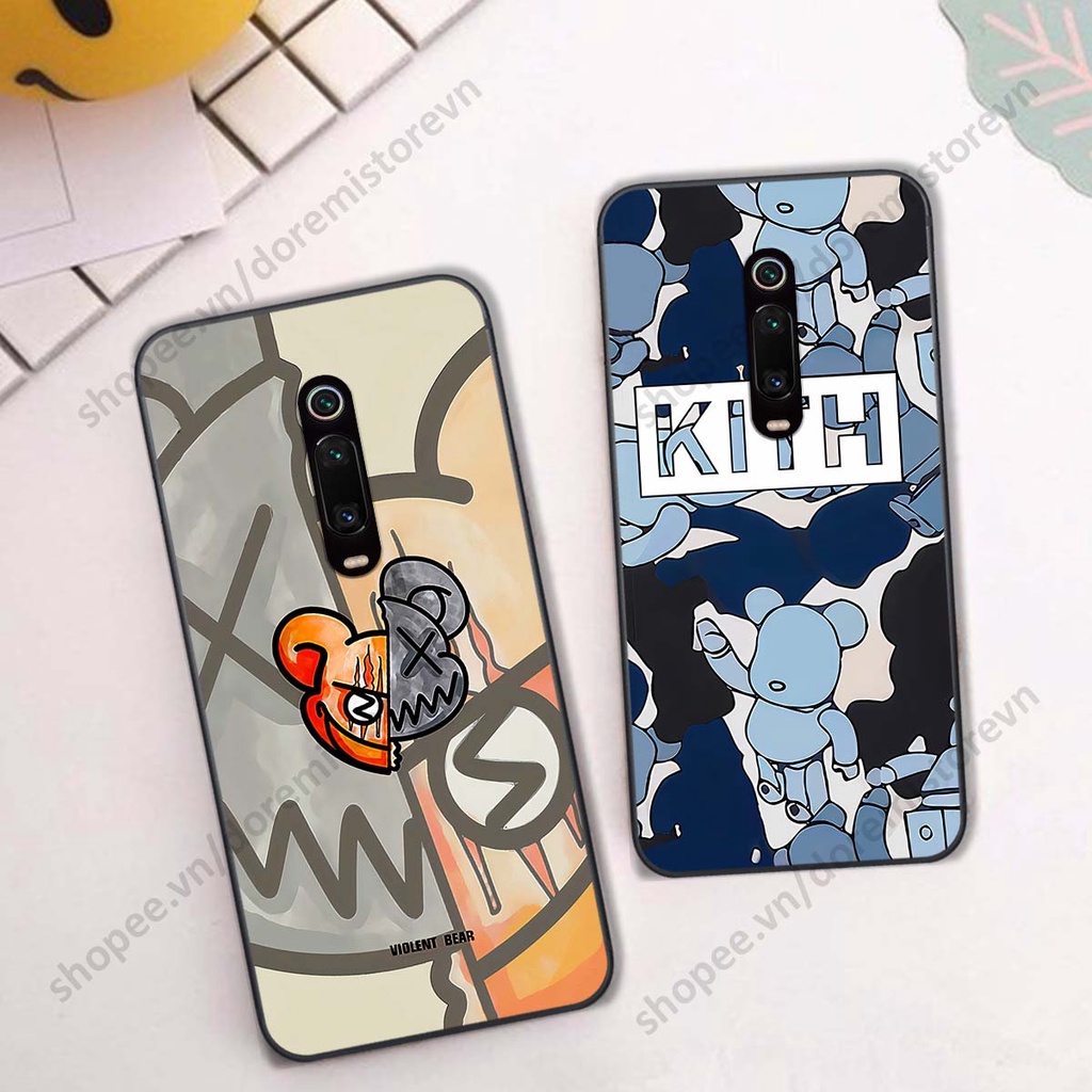 Ốp lưng Xiaomi Redmi K20 / MI 9T hình kaws, kith, bear brick nổi 3D phong cách độc đáo