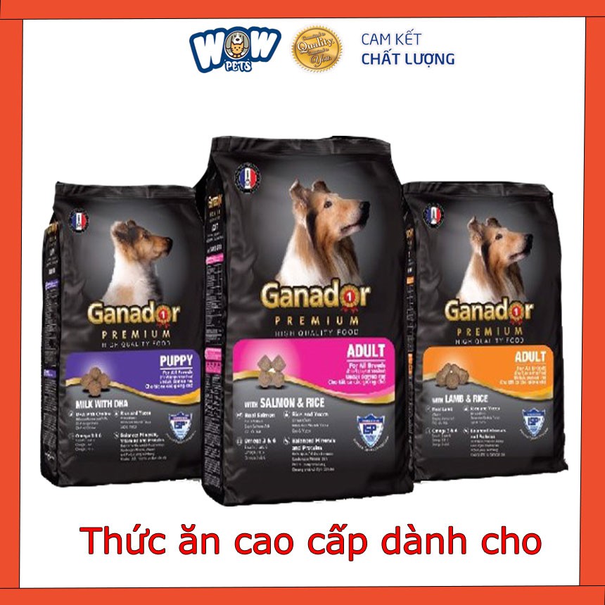 [E011] Thức ăn cho chó lớn Ganador vị cá hồi và gạo 400g, wowpets hạt khô