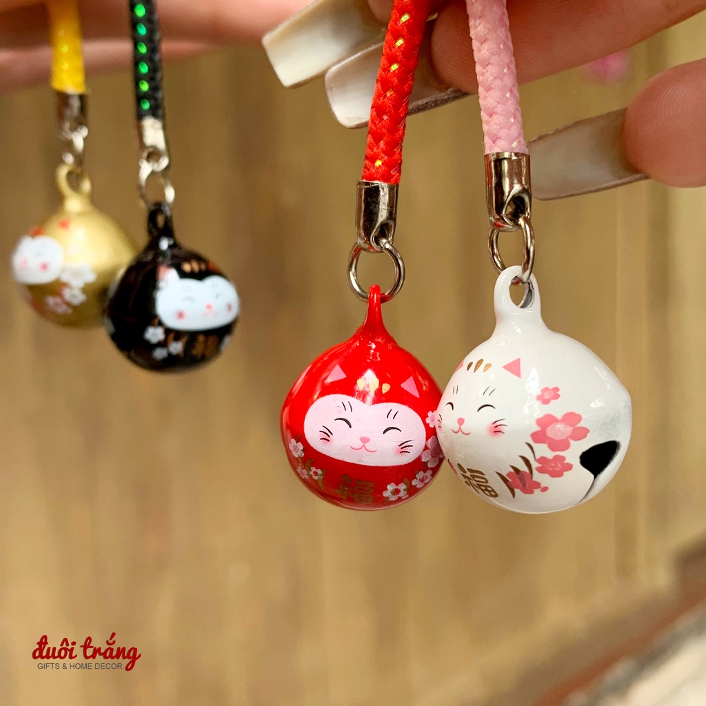 Móc khoá Mèo Daruma Chuông các màu - MK43 (Khách chọn mẫu muốn lấy trong ghi chú, đơn hàng không chọn mẫu sẽ lấy ngẫu nh
