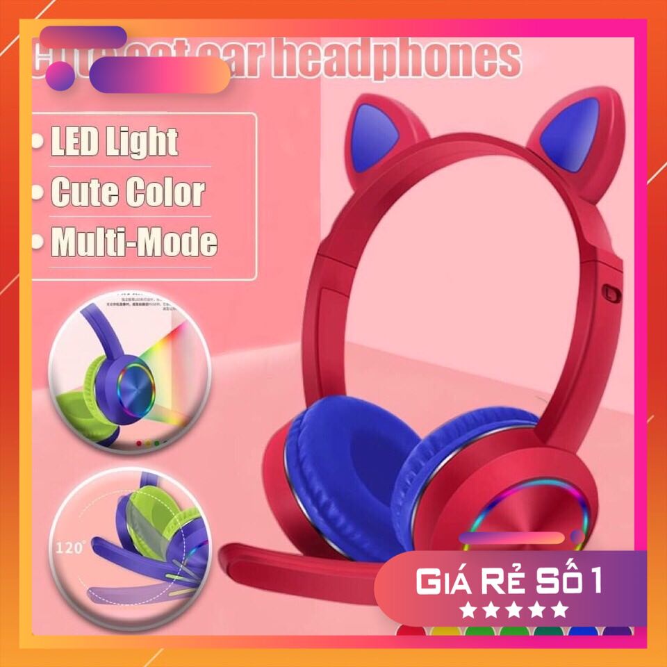 HEADPHONE TAI MÈO  [Có MIC] ( Tai nghe tai mèo)  [Đặt Biệt CÓ ĐÈN LED][CỰC CUTE , DỄ THƯƠNG][ DÀNH RIÊNG GAME THỦ NỮ)