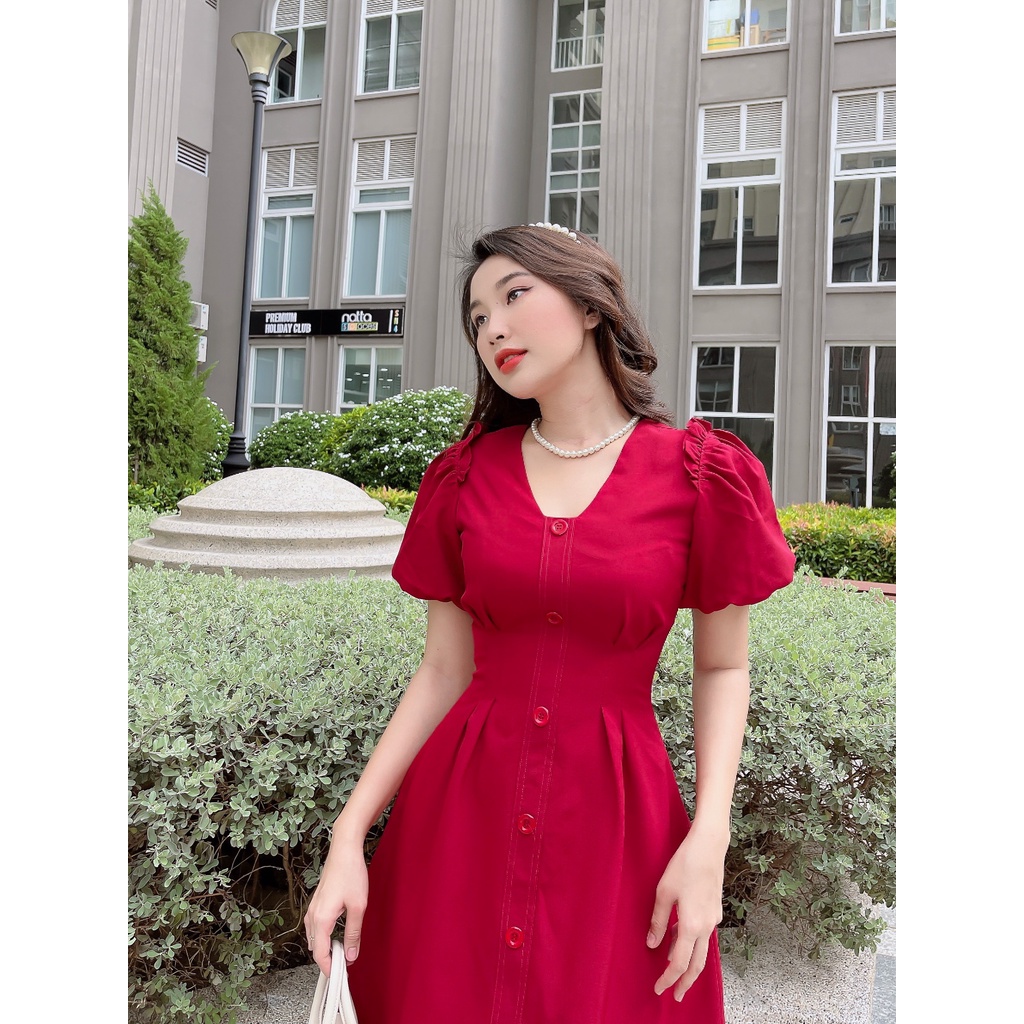 Đầm xòe tạo kiểu vai bèo tay bồng nhẹ nhàng Adriana dress C326 Cin house