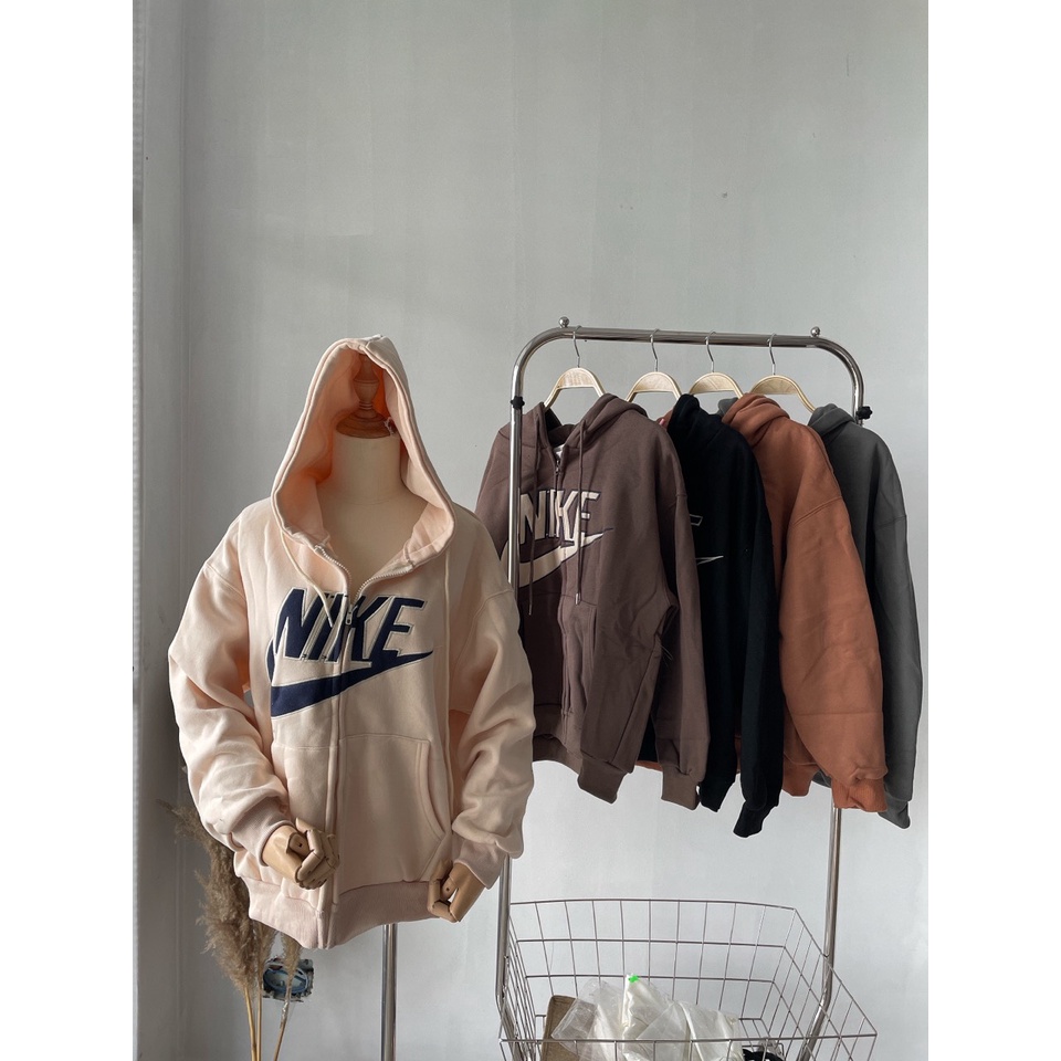 Áo Khoác Nỉ Hoodie Có Mũ Tay Phồng Dây Kéo KIểu 3 Hàng Quảng Châu | Smide Clothing