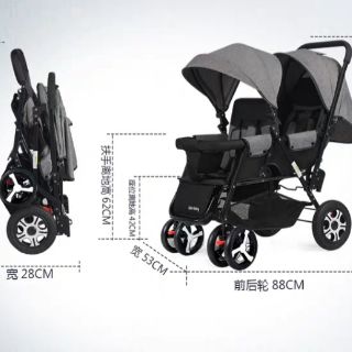 Xe đẩy đôi cho bé có thể gấp gọn( chính hãng blubaby)
