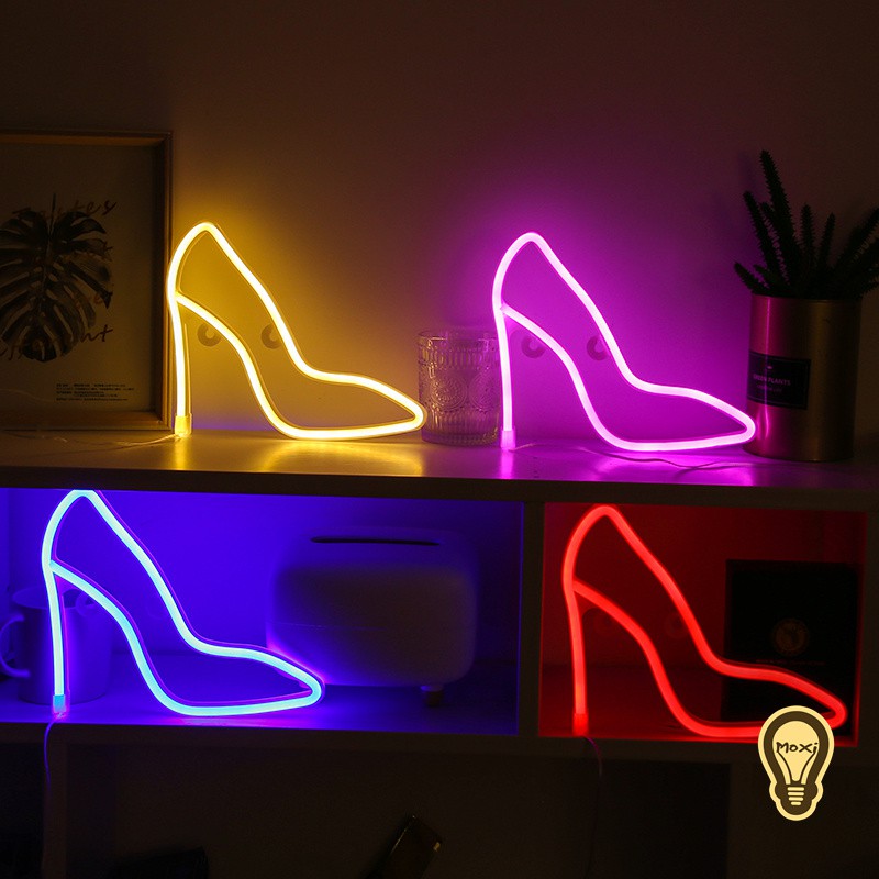 [ Tặng Móc Treo ] Đèn LED Neon Hình Giày Cao Gót Nữ Tính Decor trang trí Tiệm Thời Trang，Phòng Ngủ MOXI.