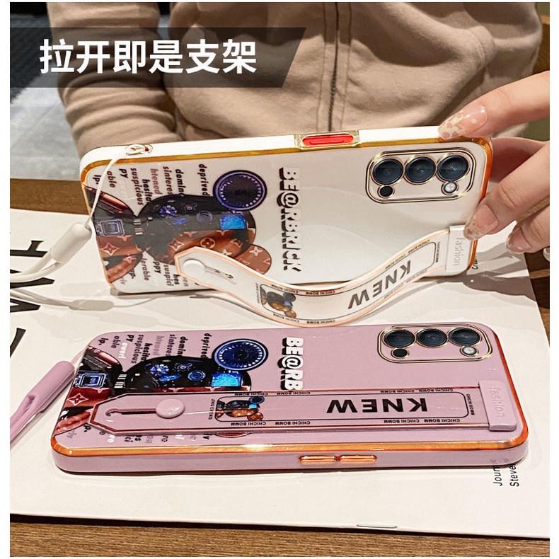 Ốp Điện Thoại Kèm Dây Móc Xỏ Ngón Hình Gấu Cho REALME C11 C20 C17 7i 5 5i 6I 5S C5 oppo RENO4 4G 6Z A74 4G A95