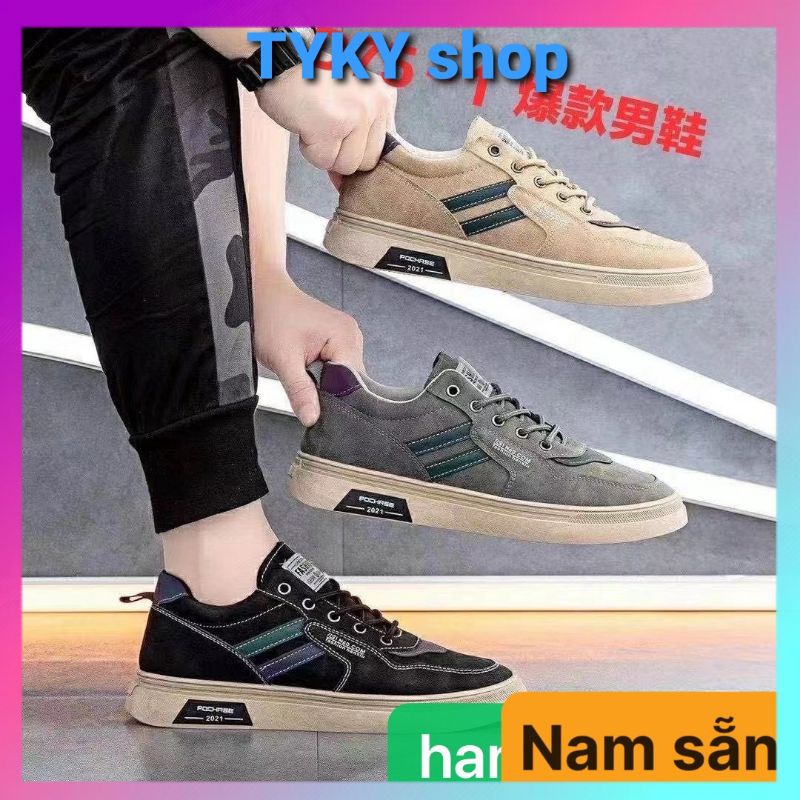 Giày thể thao nam da lộn, giày sneaker nam đế bằng da lộn đẹp