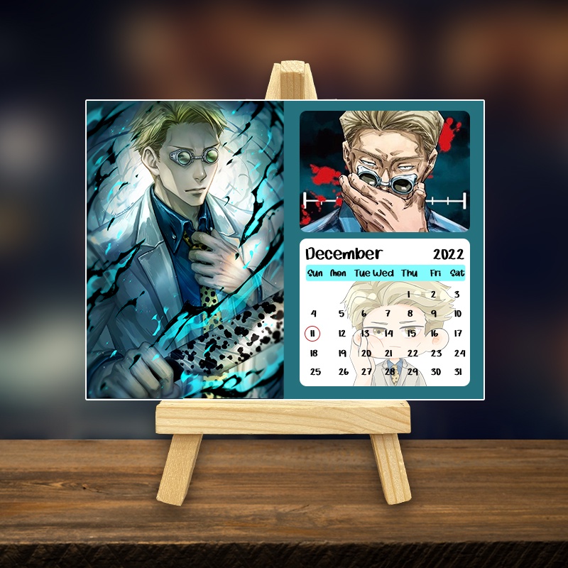 Tranh Kính Lịch Anime Jujutsu Kaisen Chú Thuật Hồi Chiến Gojo Satoru Itadori Yuji Trang Trí Bàn Học Bàn Làm Việc Kệ Sách